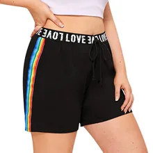 Модная женская обувь на шнуровке с боковой полосы размера плюс шорты для йоги спортивные письмо Повседневное тренировки Фитнес короткие леггинсы для женщин летние шорты