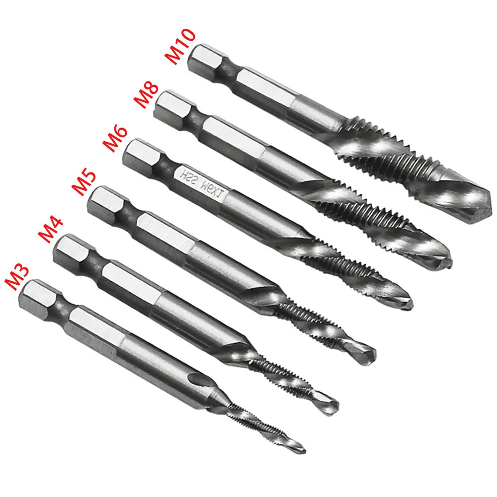 Thread M3 M4 M5 M6 M8 M10 Screw Tap Drill Bits HSS Taps Countersink Deburr Metric High Speed Steel 1/4 IN Quick Change Hex Shank