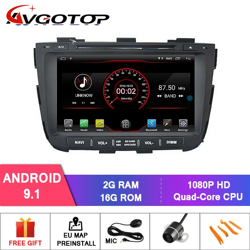Android 9 AVGOTOP Android 9 автомобильный Радио, DVD, GPS плеер для KIA SORENTO 2013 WIFI Bluetooth система навигации транспортного средства мультимедиа - Цвет: Android 9