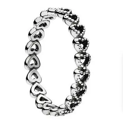 925 Sterling Silver Headband Ring Two Hearts and Valentine's Day Love Jewelry Ring - Main Stone Color: 27