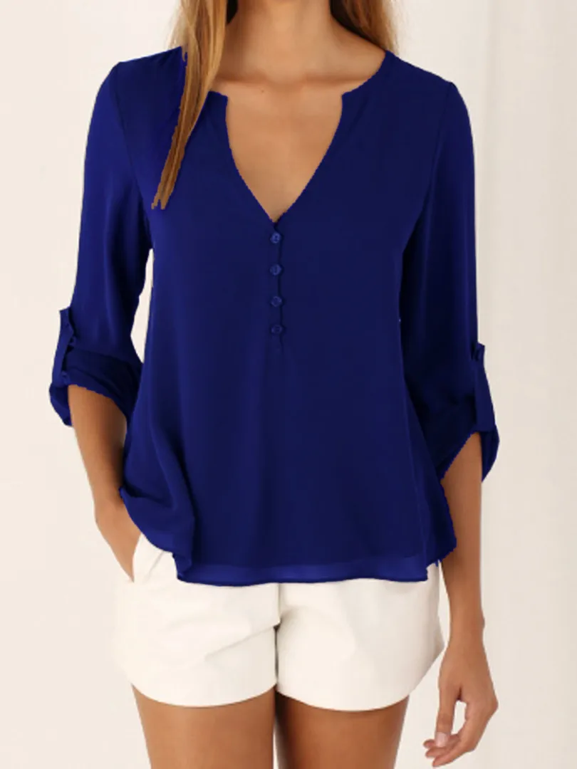 Модная женская блузка и рубашка размера плюс S-5XL женская шифоновая блузка с длинным рукавом шикарные элегантные женские свободные топы, шифоновые рубашки - Цвет: 7