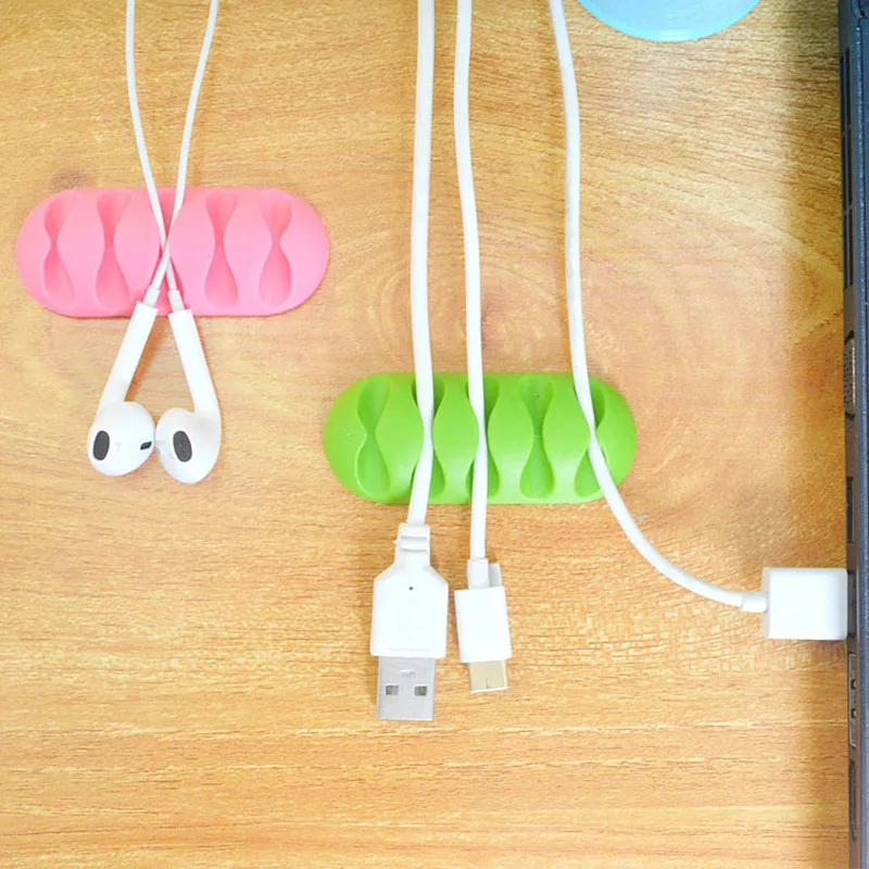 

5-Clip Earphone Cable Winder Organizer Charger Cable Holder Fixing Clips For PC Tablet Smartphone Date Line Audio Cable TXTB1