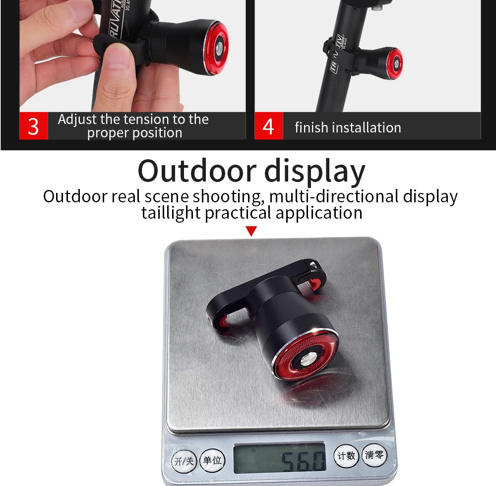 Bicycle Taillights Intelligent Brake Sensor Taillights MTB/ Road Bike Rear Bicycle Rear Light USB Brake Tail Light 6-20 Hours