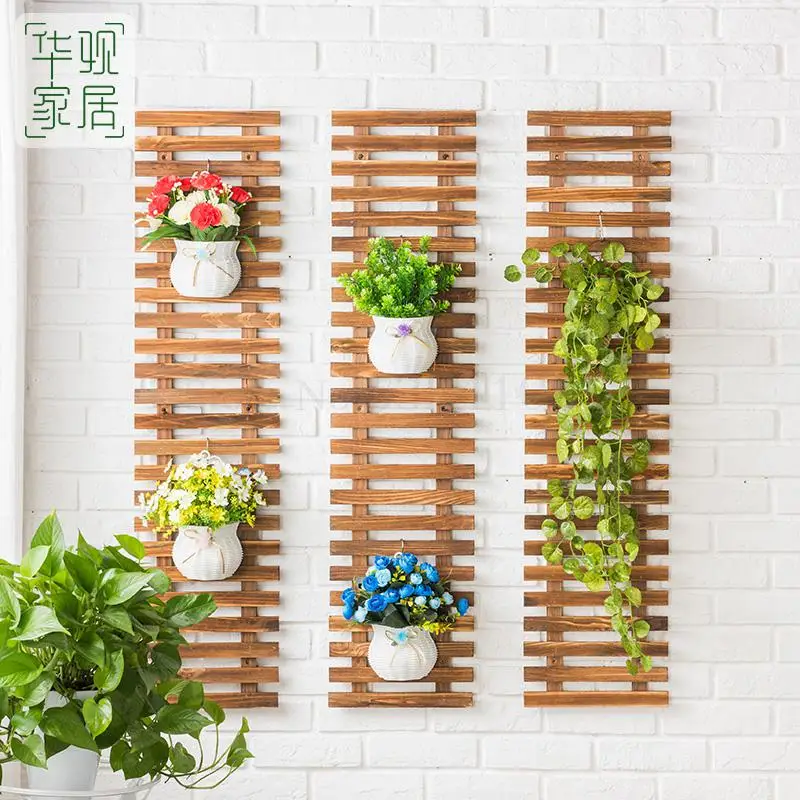 Solid Wood Wall Flower Stand European Balcony Living Room Wall Hanging