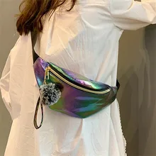 Забавная поясная сумка для женщин и девочек, сумка на ремне, сумка на бедро, сумки для путешествий, для спорта, маленькая сумочка, светоотражающая лазерная сумка на плечо, сумка в стиле панк# Y5