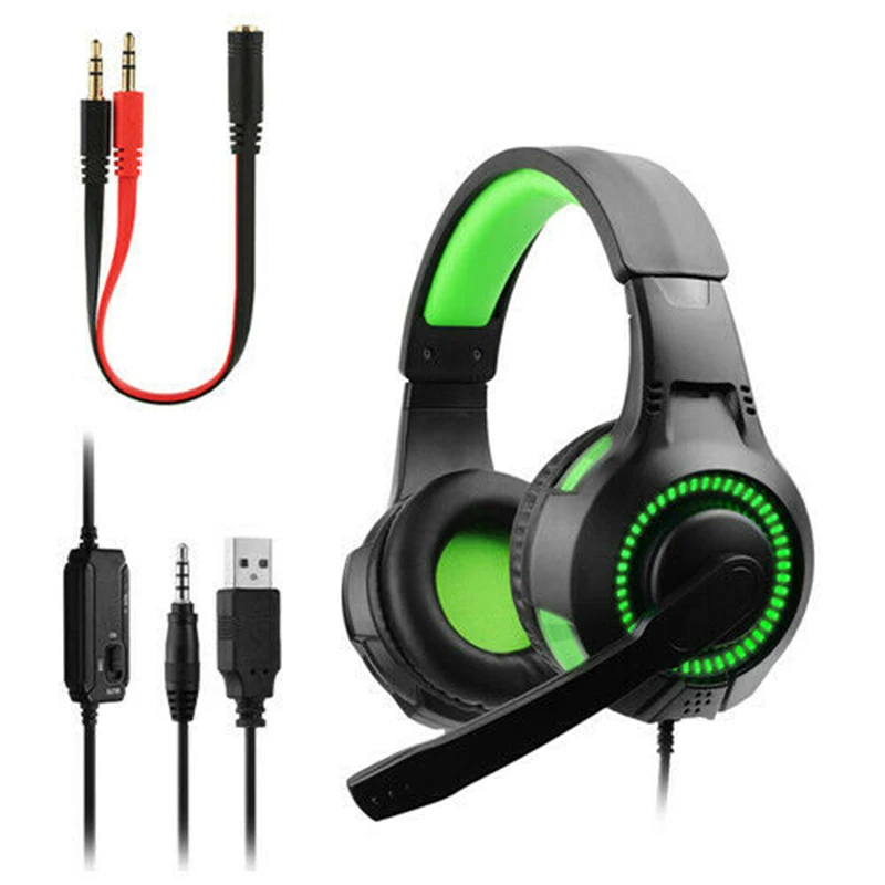 200CM Headphone Luminous Earphone Gaming Headset Mic Headphones With Stand For PC Laptop PS4 Slim Pro Xbox One