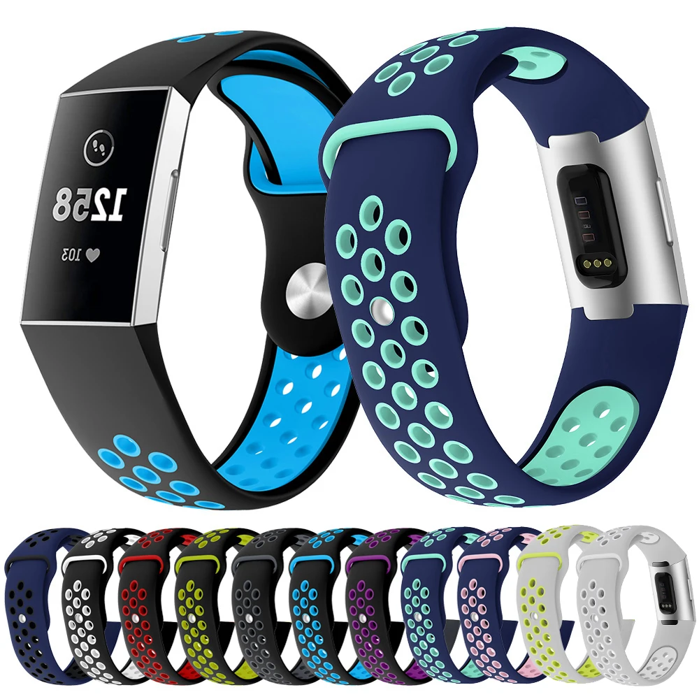Спортивный мягкий силиконовый ремешок для Fitbit Charge 3 наручных часов 4 Сменные