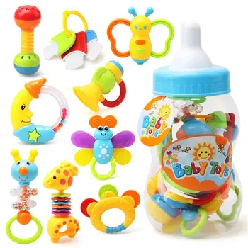 

Infant Infant Rattle Teething Baby Toys With Bottle Storage Shake And GRAP Baby Hand Development Teethers Toy Set For Newborn