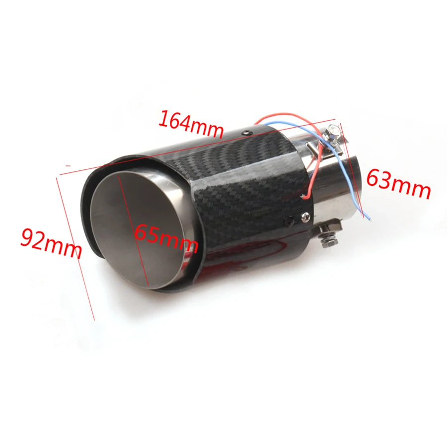 35-61 мм IN-89MM глушитель выхлопной трубы из углеродного волокна вид из нержавеющей стали w/Красный светодиодный свет