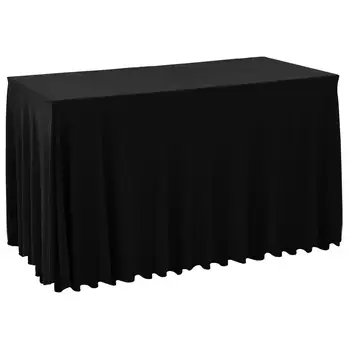 

2 pcs stretch tablecloths with border black 120 x 60.5 x 74 cm For Wedding Birthday Party Table Cover Table Cloth Home Decor