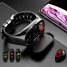 Горячая 2-in-i наушники умные часы Bluetooth спортивный браслет кровяное давление пульсометр браслет