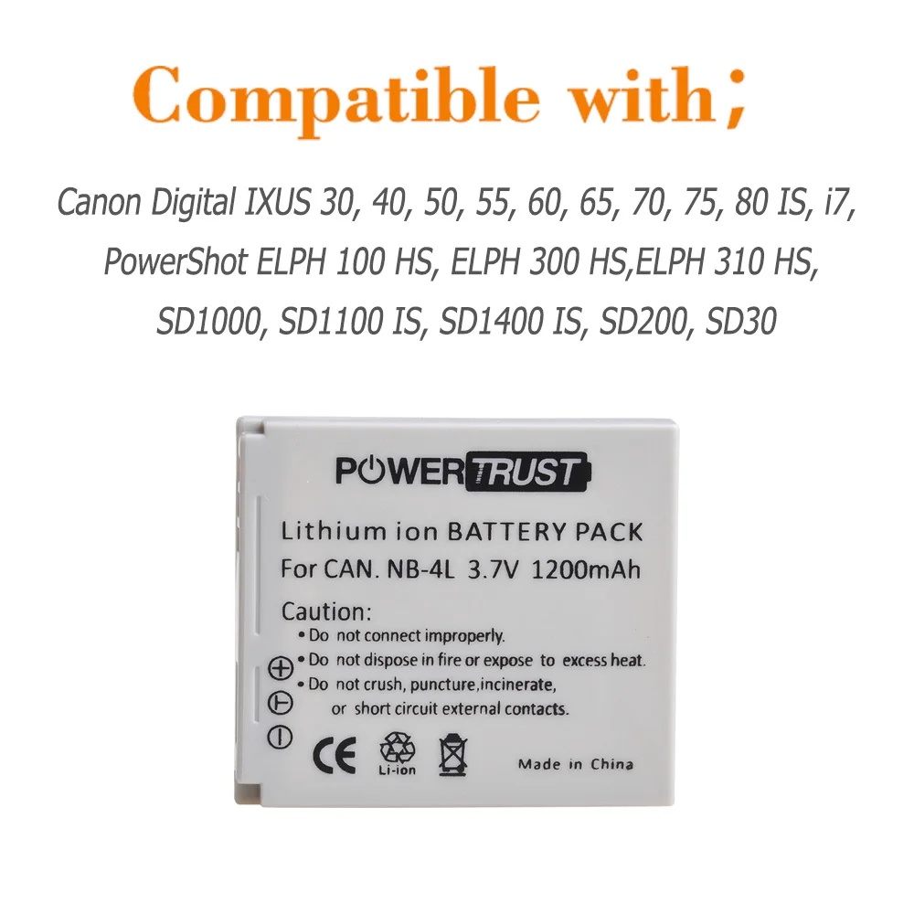 2x 1200mAh NB-4L NB4L Battery + LED USB Charger for Canon PowerShot SD780 IS SD940 IS SD960 IS SD970 IS SD1000 SD1100 IS