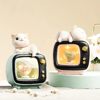

Cute Resin Animal Model Home Decoration Modern Rural Lucky Cat Figurine Kids Room Desk Decor Children Birthday Christmas Gifts