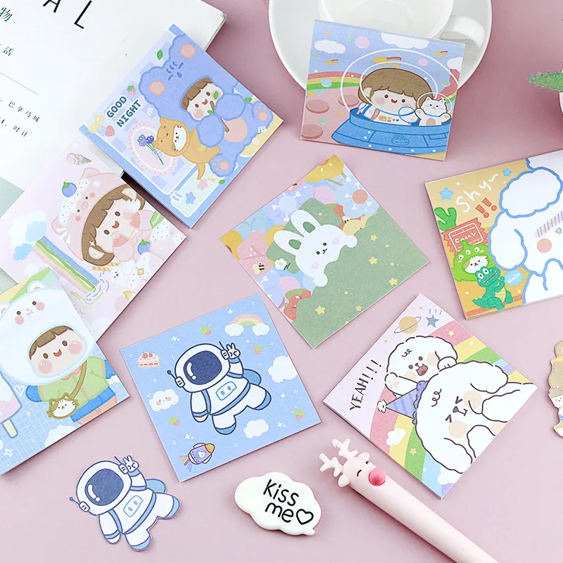 

80 Sheets Cute Cartoon Sticky Notes Post Notepad Memo Pad N Times Sticky Notes Bookmark Kawaii Stationery Office School Supplies