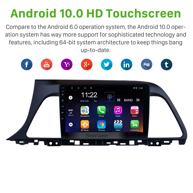 Seicane Android 10 0 для 2015 2016 2017 hyundai Sonata головное устройство gps навигационное радио 9