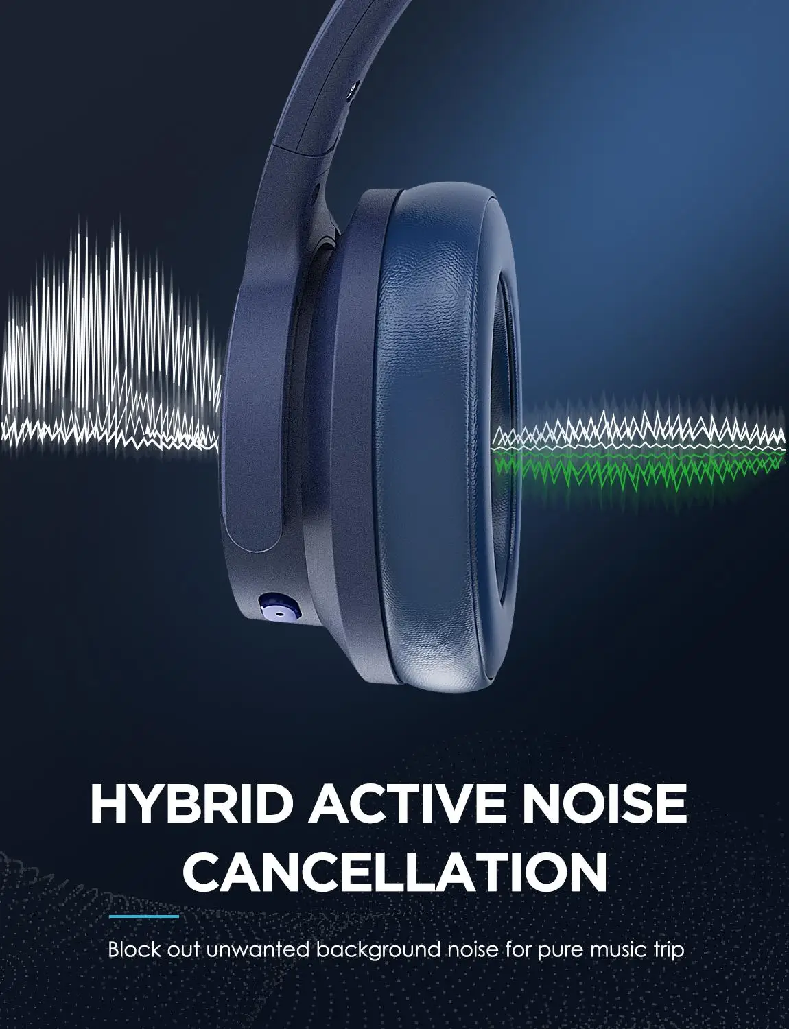 Mixcder E9 PRO aptX LL Headphones Wireless Bluetooth Active Noise Cancelling Headphone USB Fast Charging with MIC Blue Headsets