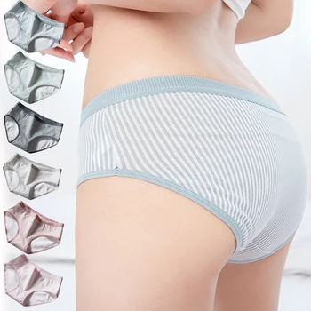 

1 Piece Striped Women Panties Kawaii Mid-waist Triangle Women Underwear 35-70 KG