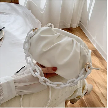 

Fashion Candy Color PU Leather Shoulder Messenger Bags For Women 2020 Small Crossbody Bag Acrylic Chain Handbags and Purses