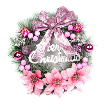 

Christmas Handmade Wreaths Artificial Garland with Bells Bowknot Xmas Front Door Wall Decoration Drop Shipping