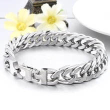Очаровательные браслеты на цепочке для мужчин, серебряный цвет, нержавеющая сталь, панцирная огранка, мужской браслет для мальчика, специальная застежка, ювелирное изделие, подарок