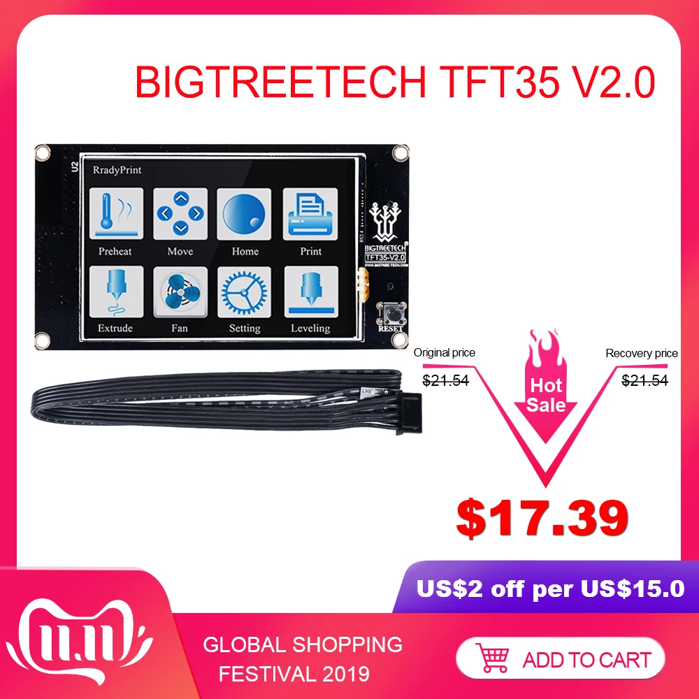 Billig BIGTREETECH TFT35 V2.0 Touchscreen Smart Controller Display 3,5 inch Touch Screen Für SKR V1.3 MKS Gen V1.4 3D Drucker teile