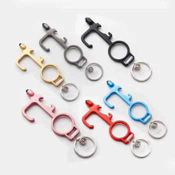 

10pcs/lot Non-Contact EDC Door Opener Bottle Opener Contactless Safety Tool Door Handle Hook Hygiene Hand Key Chain Multi Opener