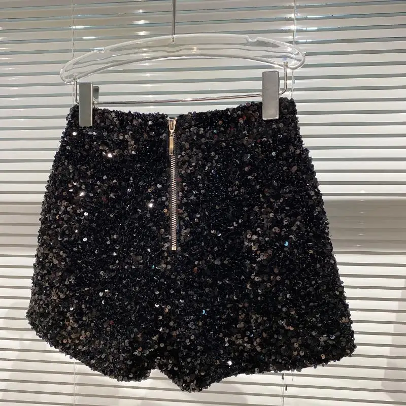 winter dresses for women 2022 New Spring and Autumn Black Velvet Shorts Women Sequined Shiny Versatile Short Pants Clubwear Shorts Hot Pants High Street burberry shorts