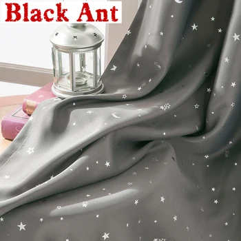 

Nordic Cartoon Grey Star Moon Curtain for Kids Baby Room Blackout Curtain for Bedroom Punch Drape Blind DL-JD010#40