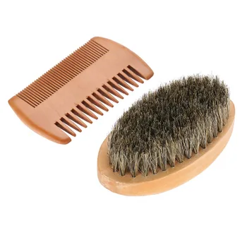 

Men Oval Mustache Brush and Beard Comb Portable Soft Elastic Wooden Shaving Cleaning Brushes Grooming Kit Small Size