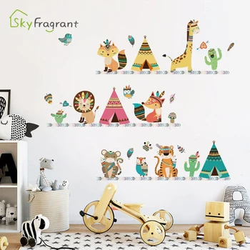 

Creative cartoon animal children's room decoration stickers kids bedroom bedside background wall sticker self-adhesive wallpaper