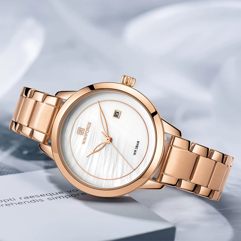 Comprar Marca de lujo NAVIFORCE relojes de oro rosa para mujer relojes de pulsera de cuarzo relojes de pulsera de moda para damas reloj femenino 2019
