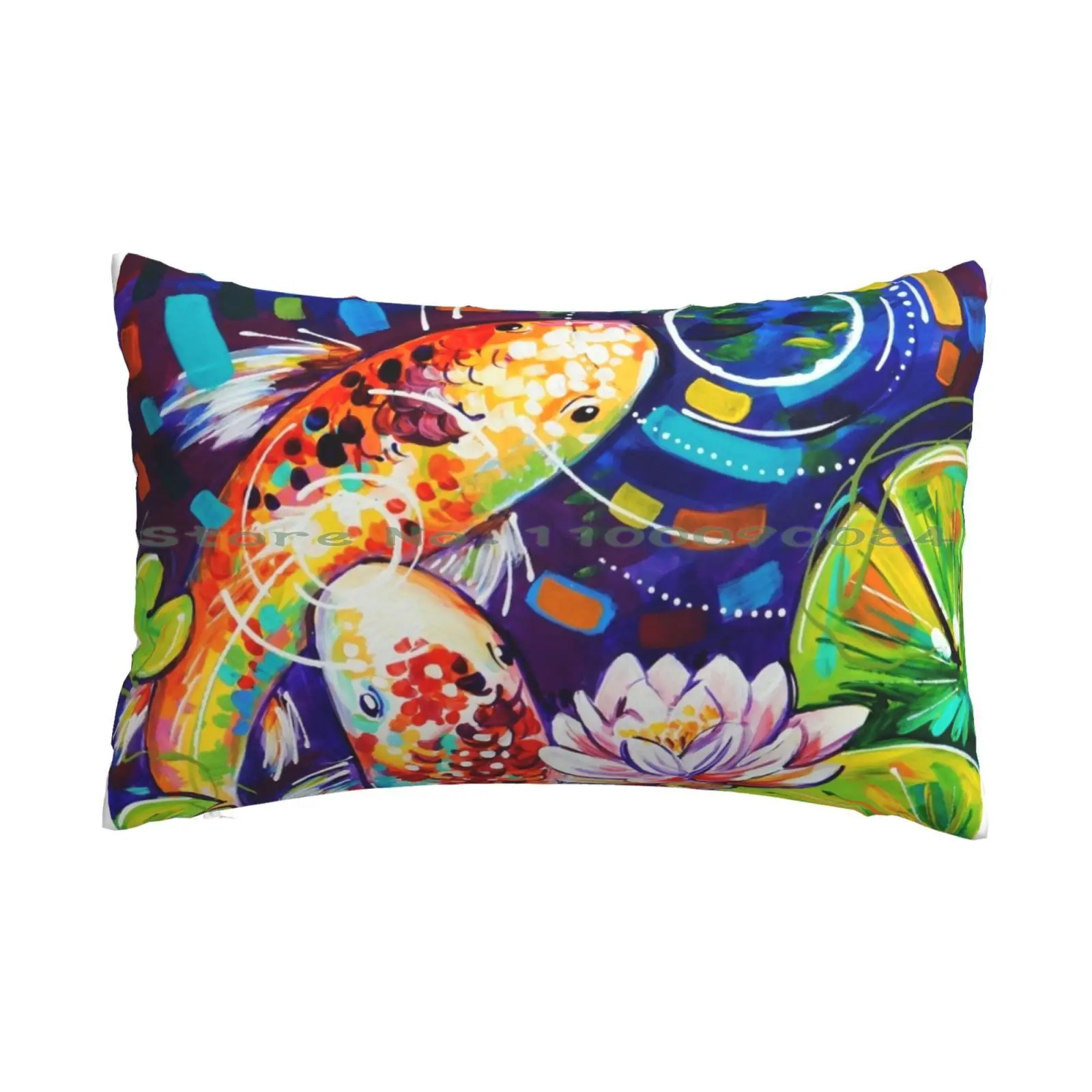 

3 Koi Fish Pillow Case 20x30 50*75 Sofa Bedroom Koi Fish Waterlily Pond Colorful Traditional Santruart Sandra Trubin