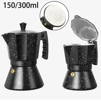 

Aluminum Moka Espresso Coffee Maker Percolator Induction Cooker Pot 150/300ML Household Coffeeware