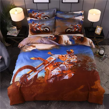 

3d Sport Motorcycle Duvet Cover Set Single double Twin/Queen 2pcs/3pcs bedding sets Bed Linen