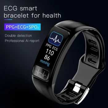 

P12 ECG PPG SPO2 Smart Band IP67 Waterproof Heart Rate Blood Pressure Oxygen Monitor Sport Smart Bracelet Fitness Tracker
