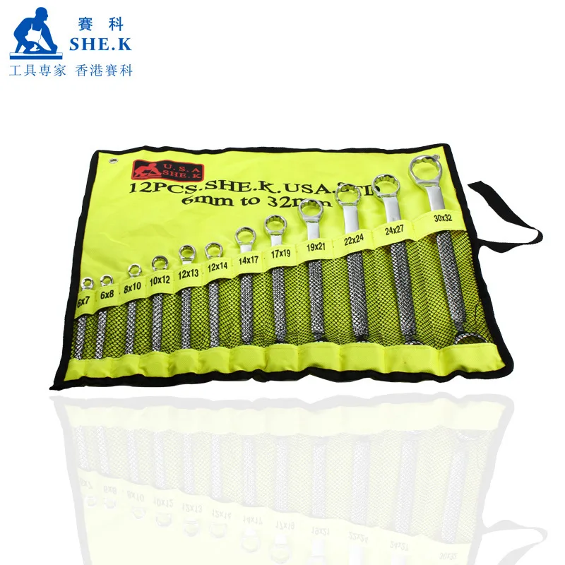 

Secco 8-32 Size Mirror Polishing Box Wrench 12-Piece Set Ring Spanner Set Stay Wrench Auto Repair Tools