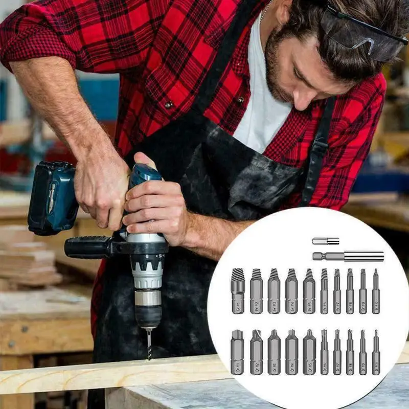 

22Pcs Set Extractor Screwdriver Remover Purpose Disassemble Tools Damaged Out Drill Bits Broken Remover Bolt Tool Set