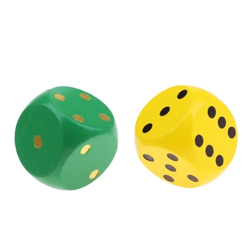 

2pcs Large Wooden Dice D6 Six Sided Dies for D&D RPG Games 1.97'' Green+Yellow
