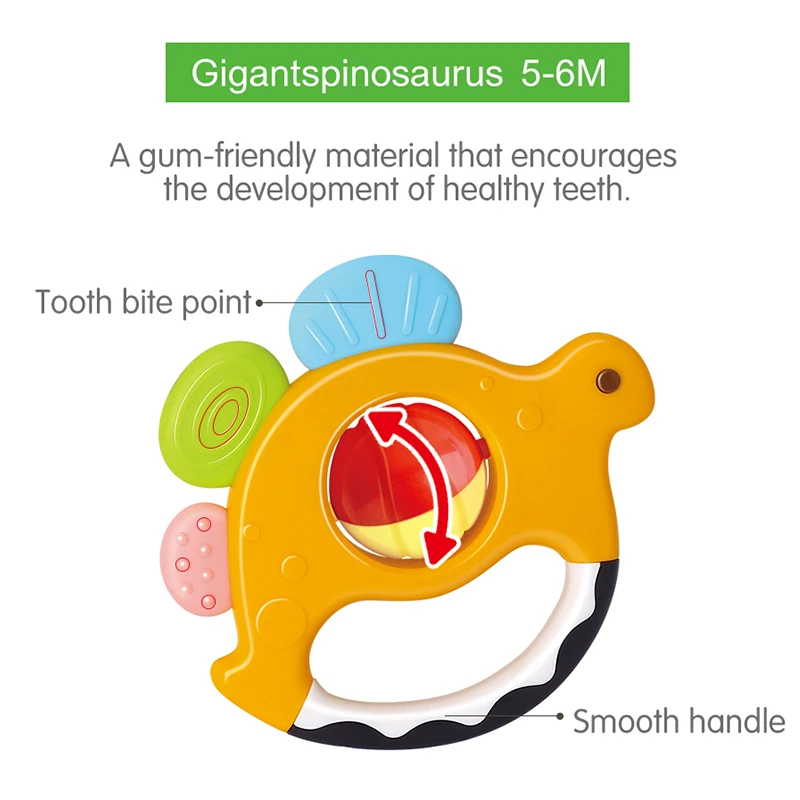 GILOBABY Baby Dinosaur Rattle Teether Shaker Roll Rattle Newborn Early Educational Toys for 3 6 9 12 18 Month Baby Infant Toddler