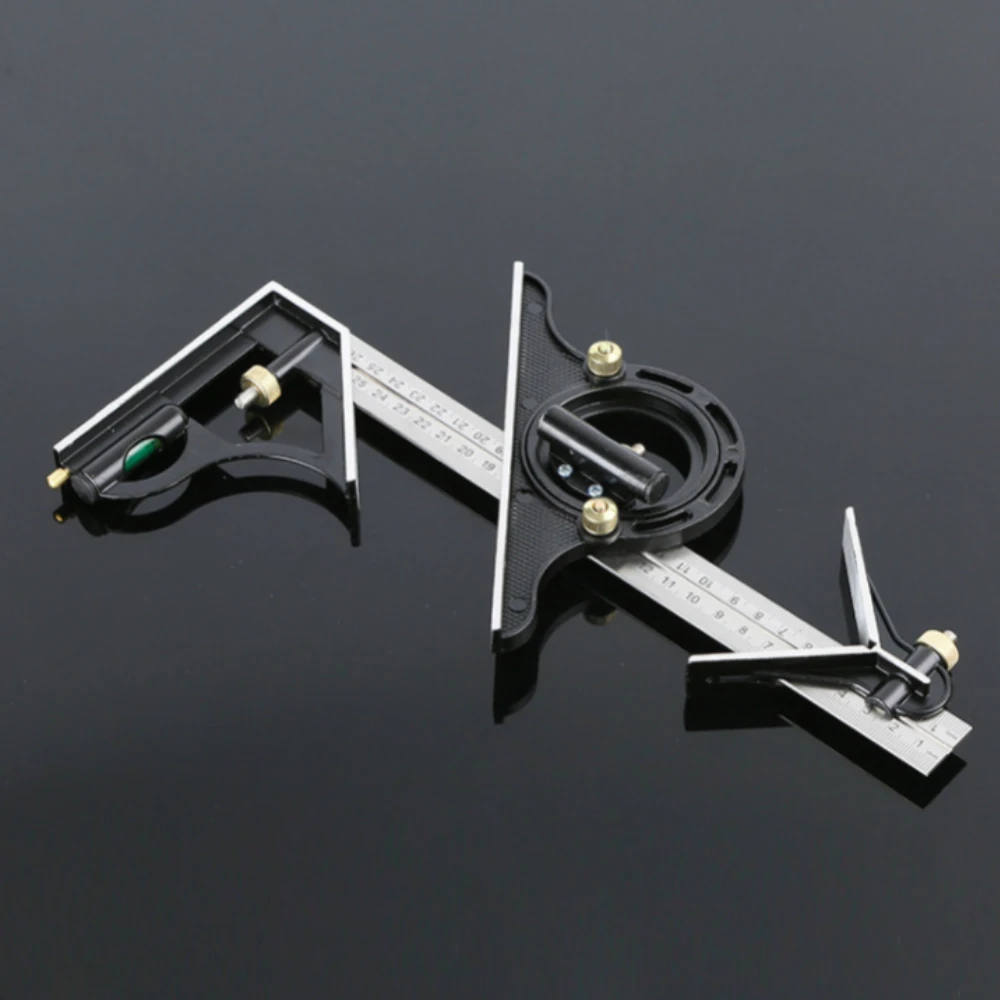 AMKOY 3 In 1 Square Angle Ruler Set Adjustable Engineers Multi Combination Right Angle Ruler Protractor Measuring Tool Set