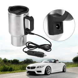 Vehicle Heating Cup 500ML 12V Car Vehicle Heating Stainless Steel Water Cup Kettle Coffee Heated Mug Stainless Steel Accessories
