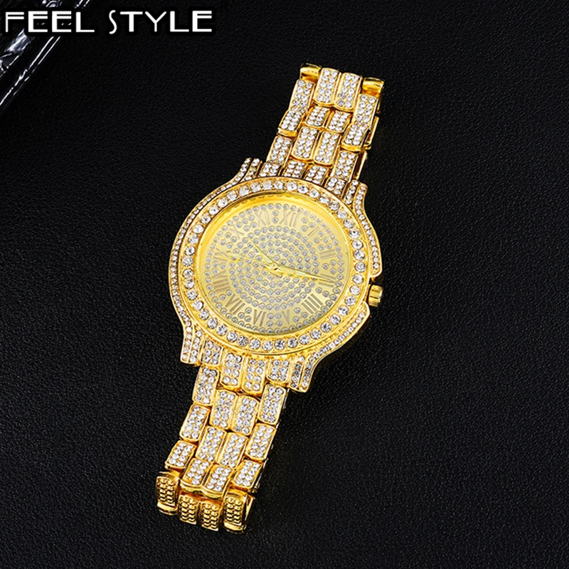 Мужские часы s Iced Out Роскошные Кварцевые наручные с Micropave CZ сплавом для женщин и
