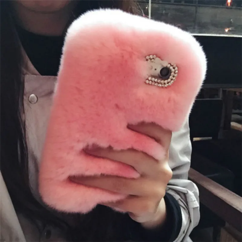 Cute plush rabbit fur anti-fall mobile phone case is for iphoneXR mobile phone case for iphone8plus soft case 11pro