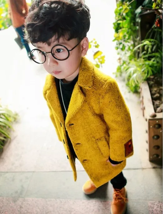 Fall Winter Little Boys Woolen Jacket Overcoat Children's Korean Wool Coat Baby Kids Thickened Windswear Outerwear Clothes B323
