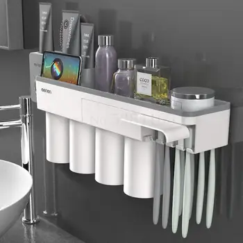 

Mouthwash Cup Set, Toothbrush Cup Holder, Wall Mounted Couple, Toothbrush Cup Storage Rack, Toothpaste Squeezing Device, Househo