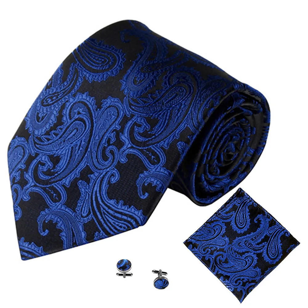 Lecopike Галстуки классические мужские жаккардовые тканые галстуки модные вечерние и свадебные галстуки 3 шт. платок запонка галстук бабочка# H - Цвет: C