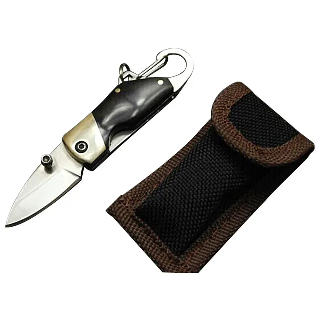 Voleedc hiking camping mini folding knife outdoor survival portable stainless steel knife key chain pocket knife nylon bag