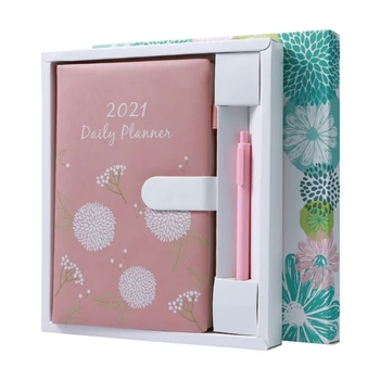 

A5 Notebook Notepad with Pen Set Leather Weekly Monthly Planner Diary Journal MOLB