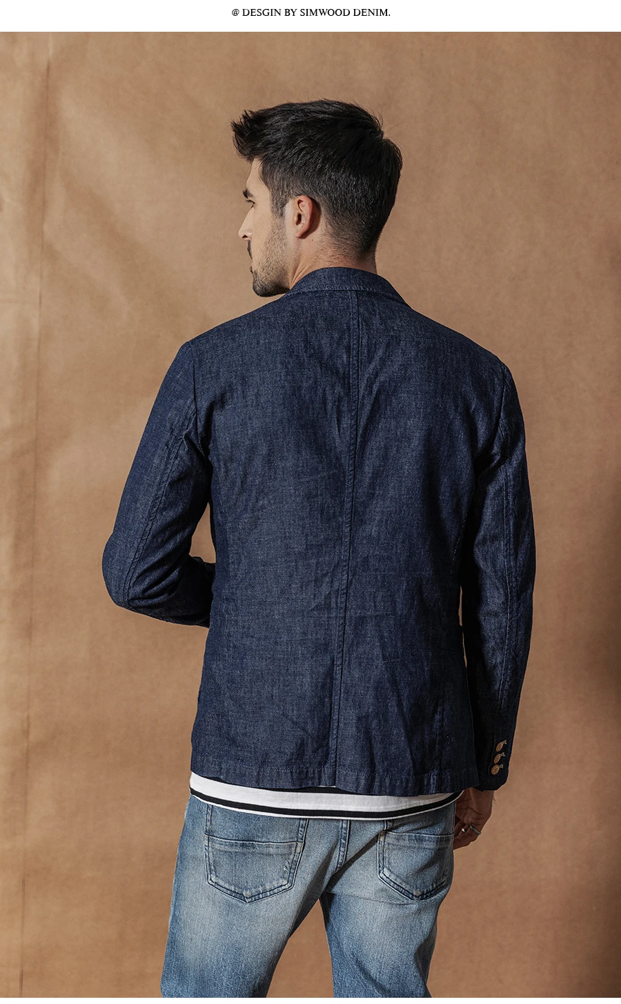 Мужской пиджак SIMWOOD, повседневный джинсовый блейзер, осенний пиджак плюс-сайз из хлопка, SI980543