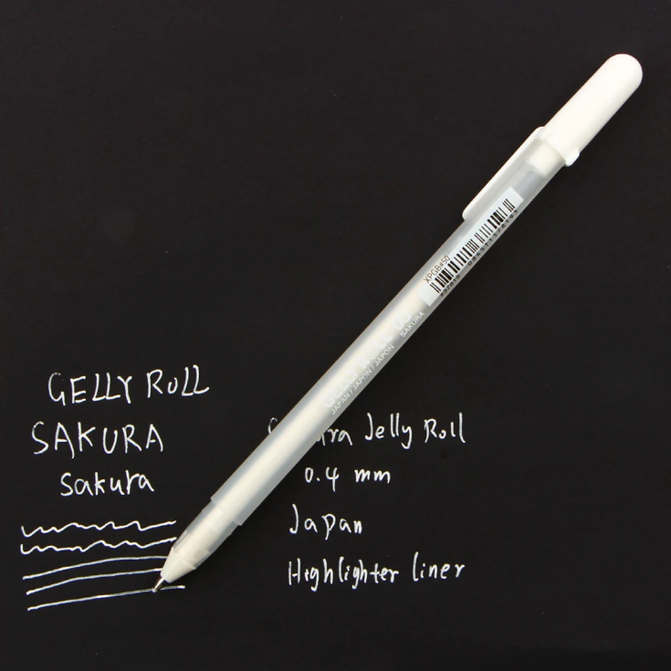 استوردت اليابان جيلي رول 0 8 مم قلم تمييز جل أبيض لتمييز قلم تحديد الرسم الهزلي مانغا لوازم الرسم